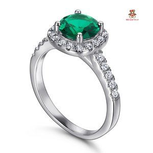 Sterling Silver Sapphire and Emerald Ring.